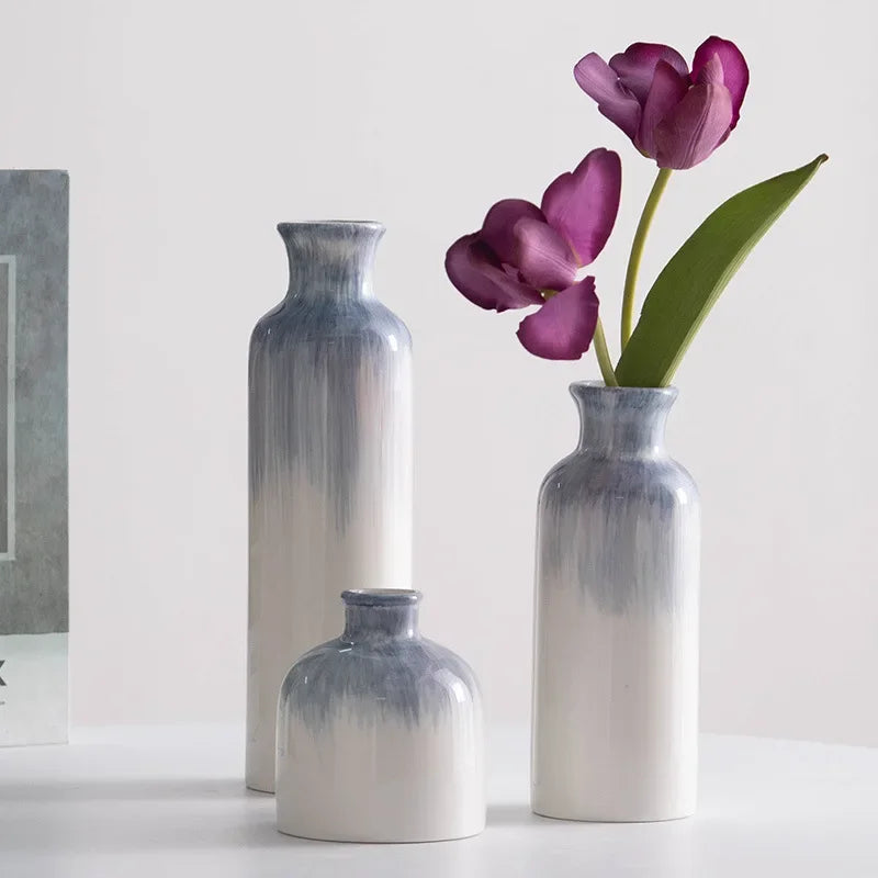 vase en céramique peint à la main pour fleurs séchées et fraîches