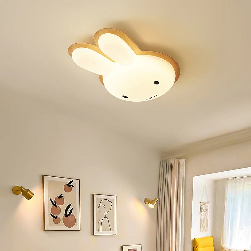 lustre moderne pour enfant avec design lapin en bois