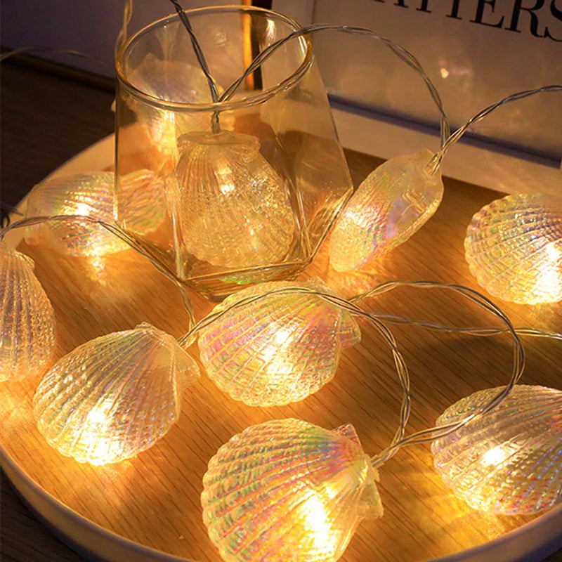 guirlande lumineuse coquillages pour décor océan fête mariage