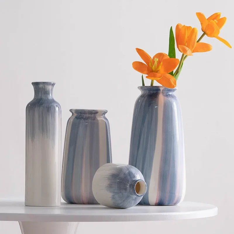 vase en céramique peint à la main pour fleurs séchées et fraîches