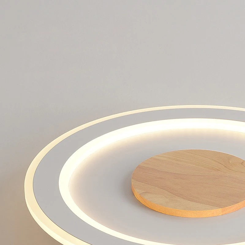 plafonnier led ultra-mince en bois massif design nordique moderne