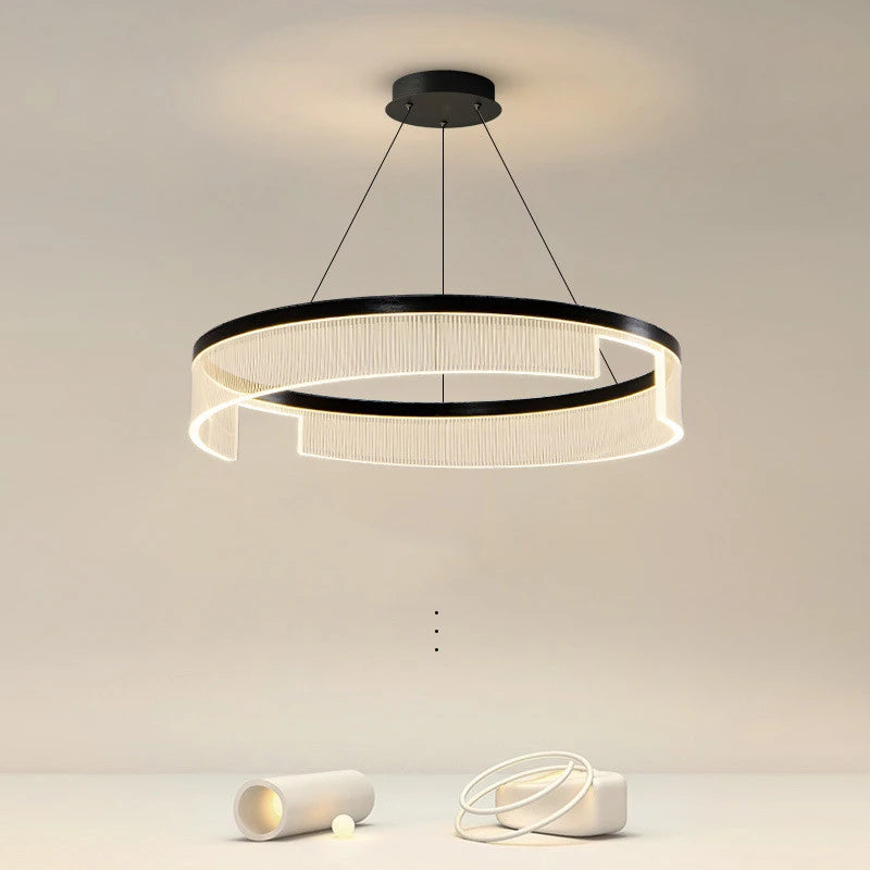 lustre à led circulaire en aluminium et acrylique pour intérieur décoratif