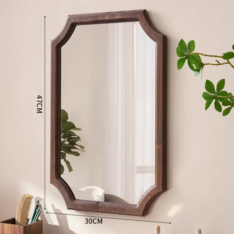 miroir vintage en bois massif pour maquillage étanche et antirouille