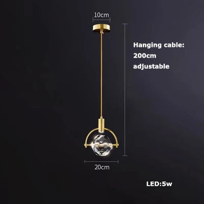 suspension en verre cristal art déco avec éclairage led