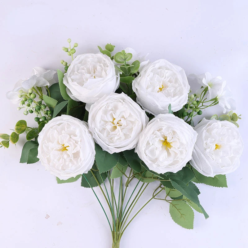 bouquet de roses artificielles en soie pour décoration intérieure