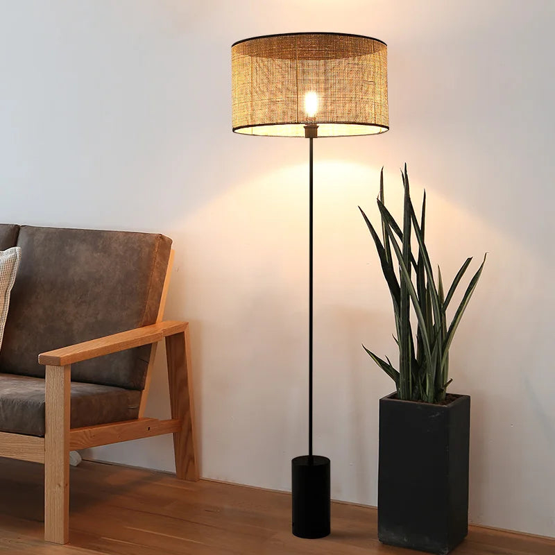 lampadaire en rotin style rural créatif pour intérieur