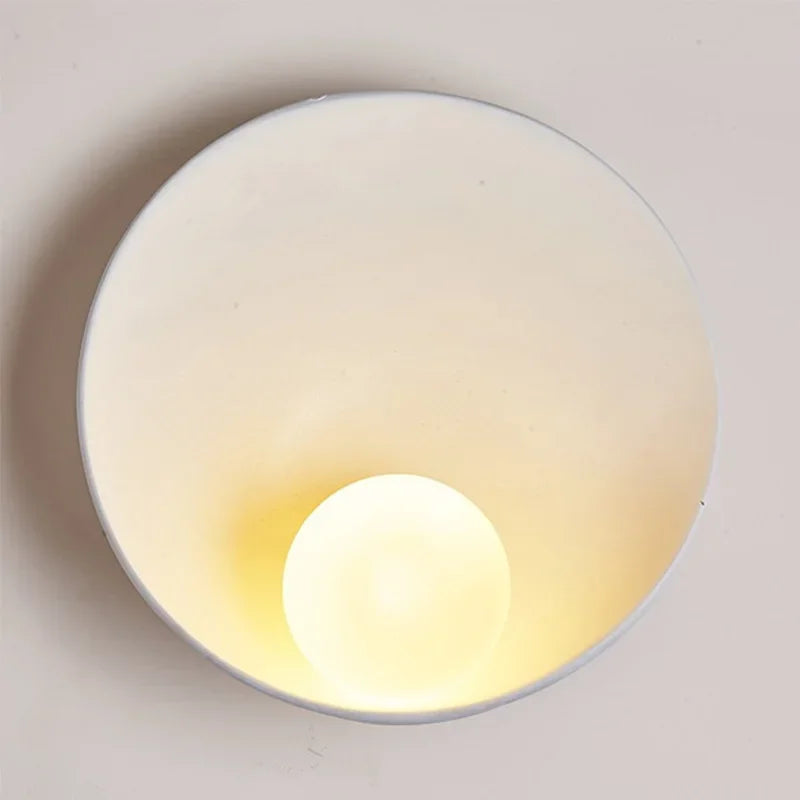 LED Lighting Chinese White -brown Shell Plate Wall Lamp, Silent Style Bed Bedroom Bedroom Corridor Resin Wall Art Lamps