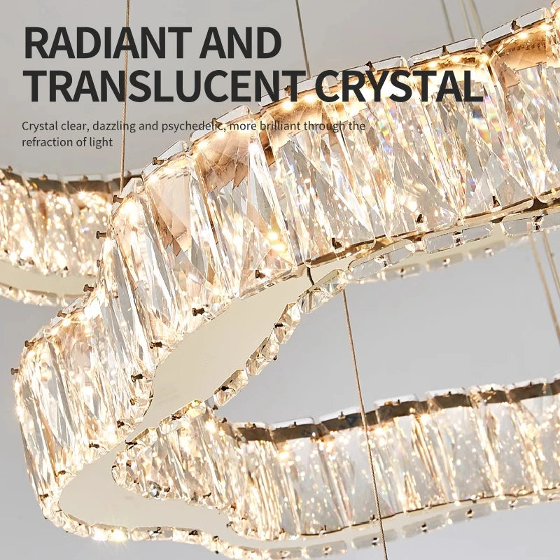 lustre moderne en cristal avec éclairage led design élégant