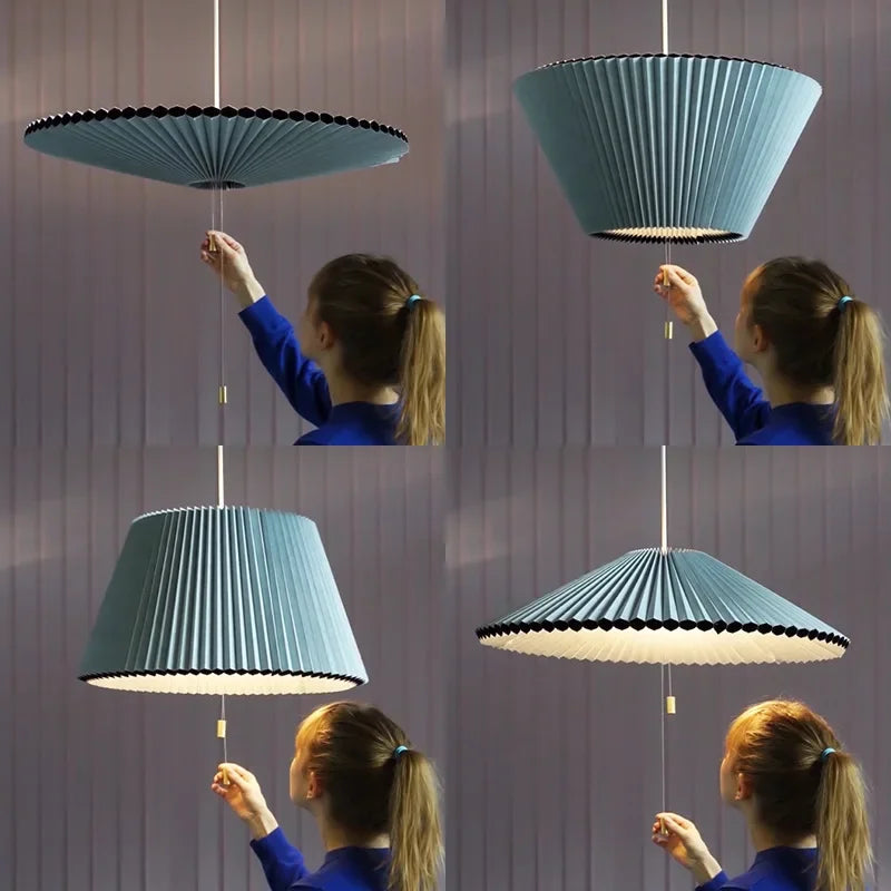 lustre moderne design parapluie en tissu plissé déformé led