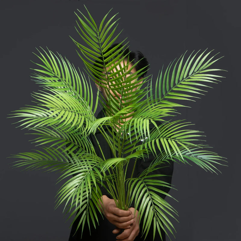 grand palmier artificiel avec feuilles de monstera pour décoration extérieure