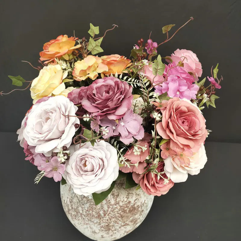 bouquet de roses en soie pour décoration de mariage et jardin