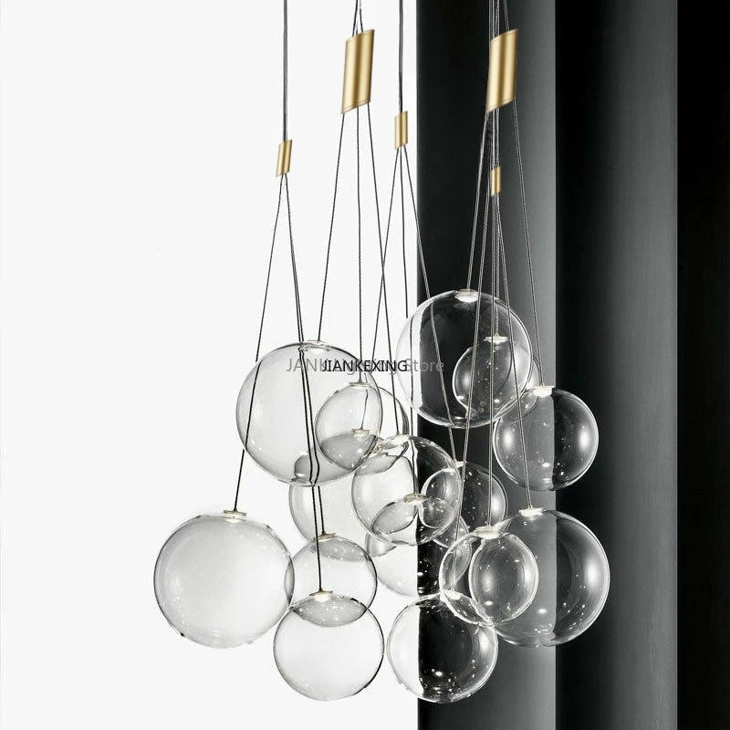 lustre design nordique minimaliste en verre avec led