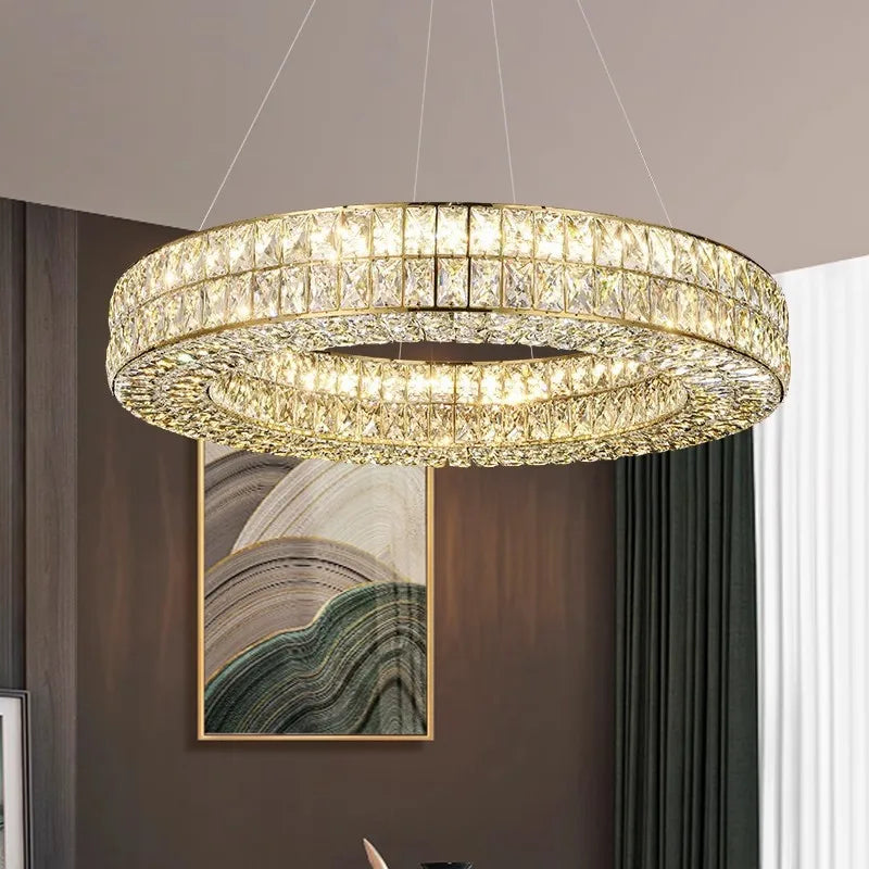 lustre en cristal transparent à led pour décoration intérieure moderne