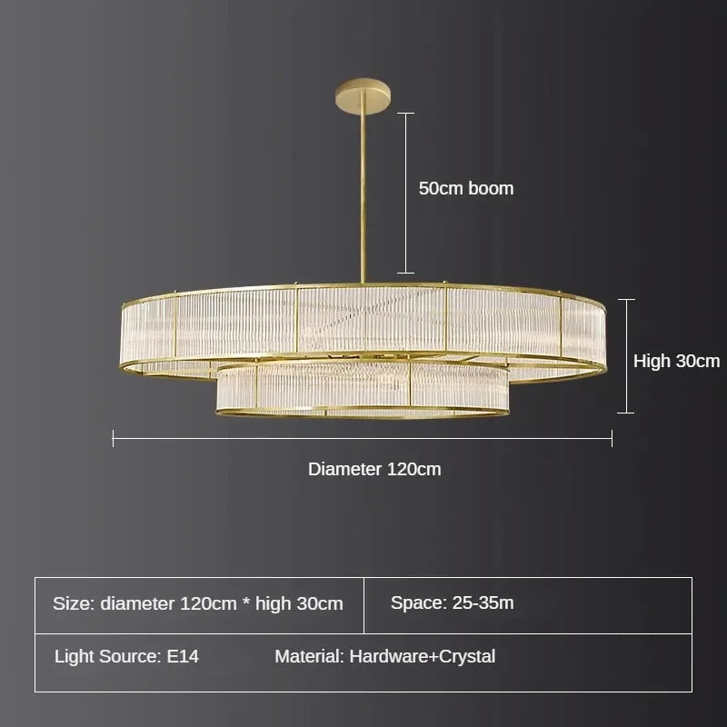 lustre en cristal rétro circulaire design pour décoration intérieure