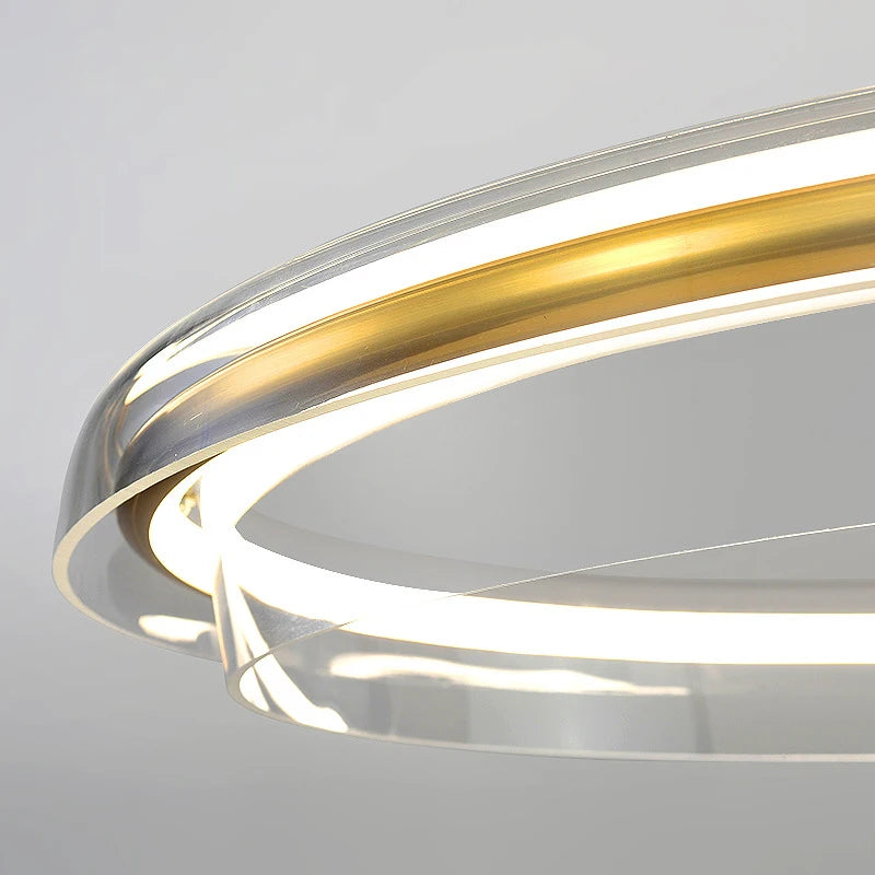 lustre design led de luxe avec anneau simple dimmable