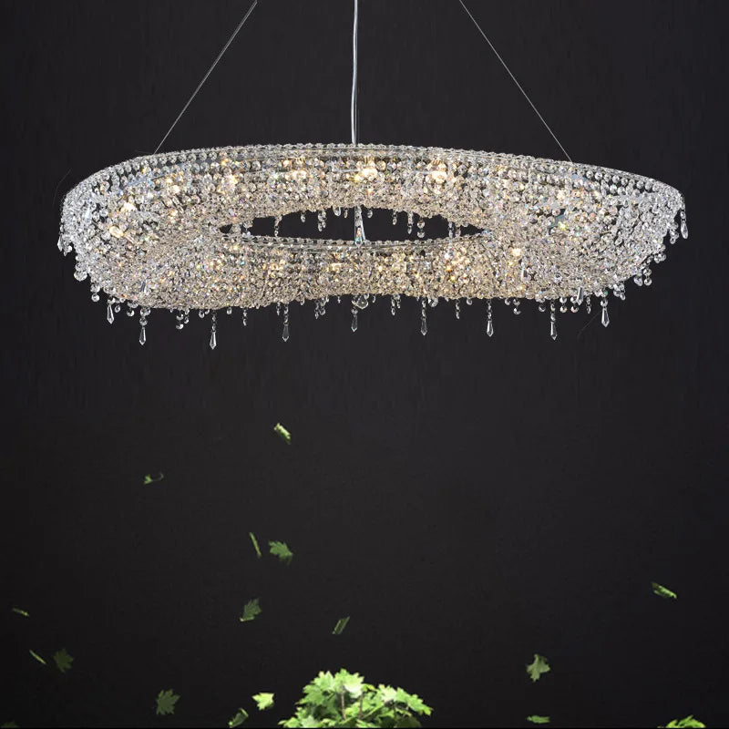 lustre led moderne de luxe en cristal pour hôtel duplex villa