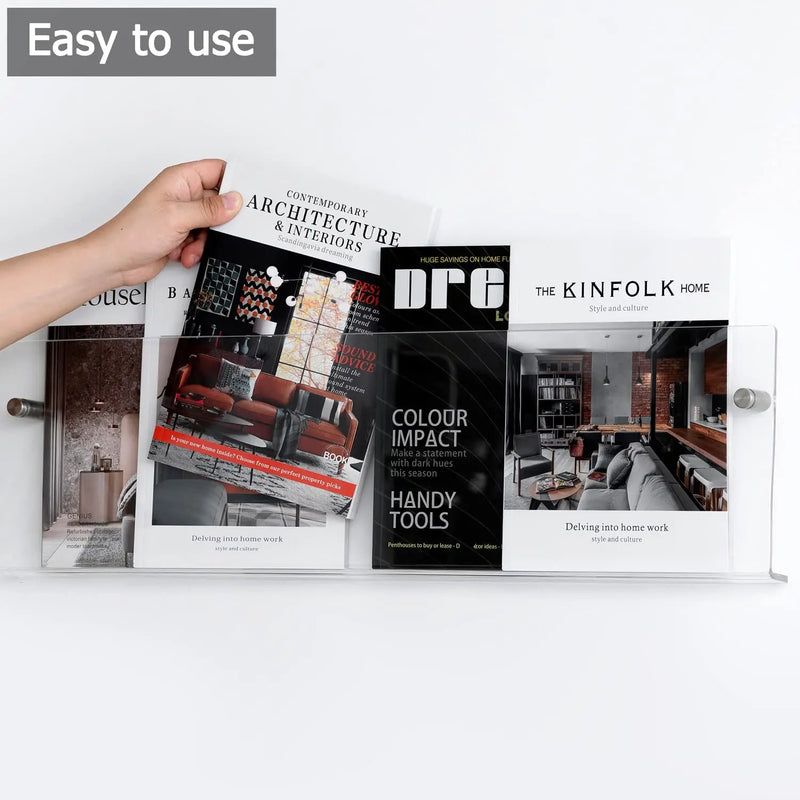 porte-brochures mural en acrylique pour magazines et littérature