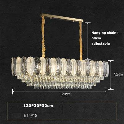 lustre suspendu led art déco avec plumes blanches et grises