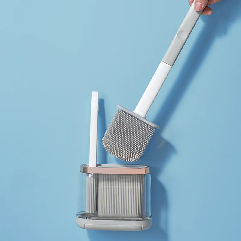 ensemble de brosses de toilette avec support mural pour salle de bain