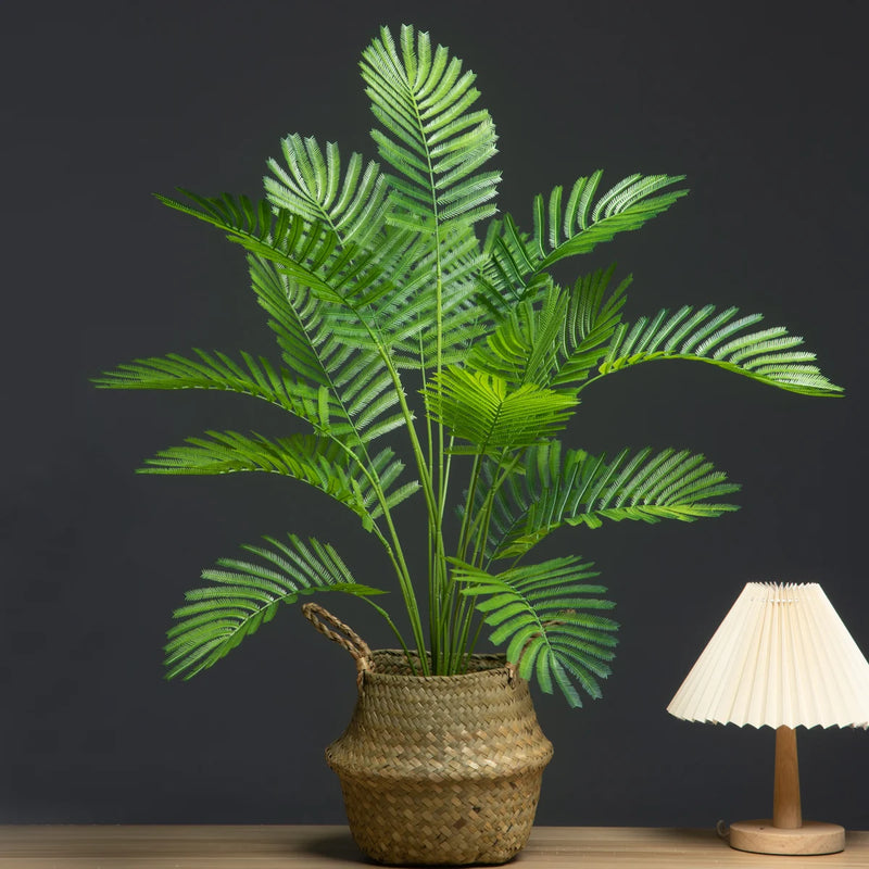 grand palmier artificiel avec feuilles de monstera pour décoration extérieure