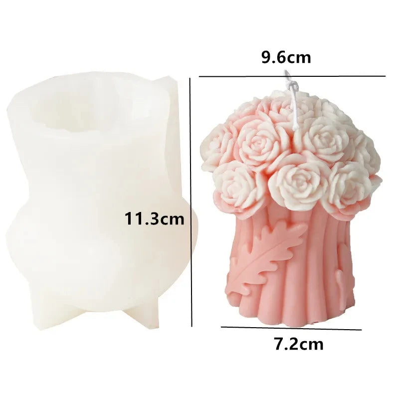 moule en silicone 3d bouquet de roses pour bougie