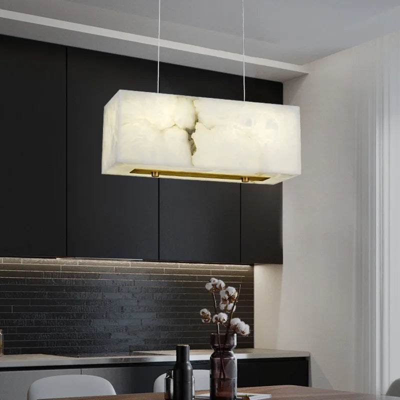 lustre minimaliste en marbre et cuivre pour espaces modernes