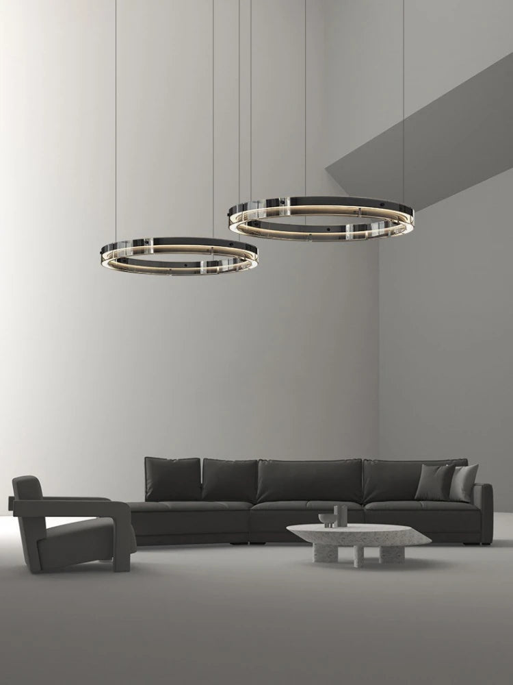 suspension circulaire en verre design moderne et minimaliste