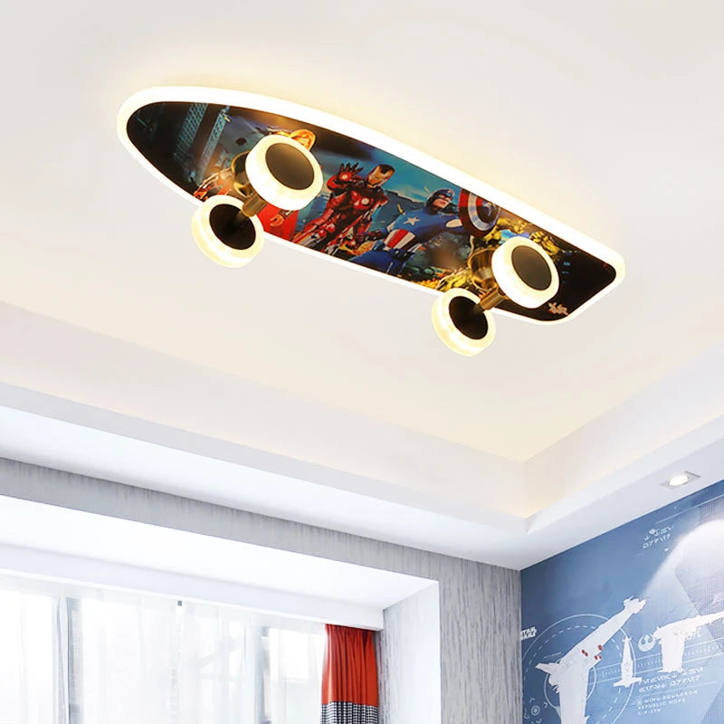 plafonnier créatif nordique skateboard pour chambre d'enfant moderne