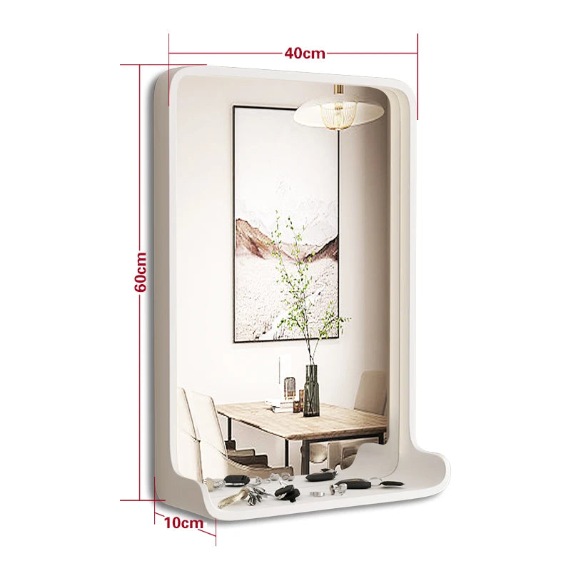 miroir en bois massif avec éclairage led et fixation murale