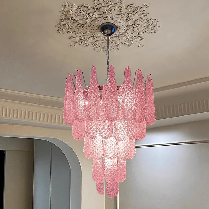 suspension en verre coloré avec feuille décorative pour intérieur chic