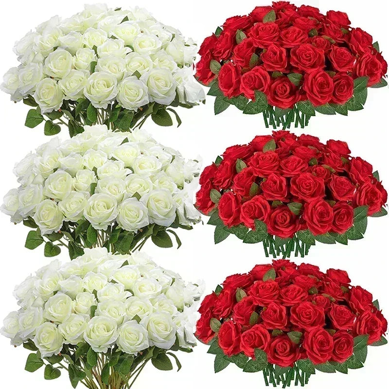 lot de 50 roses artificielles en soie pour décoration et événements festifs