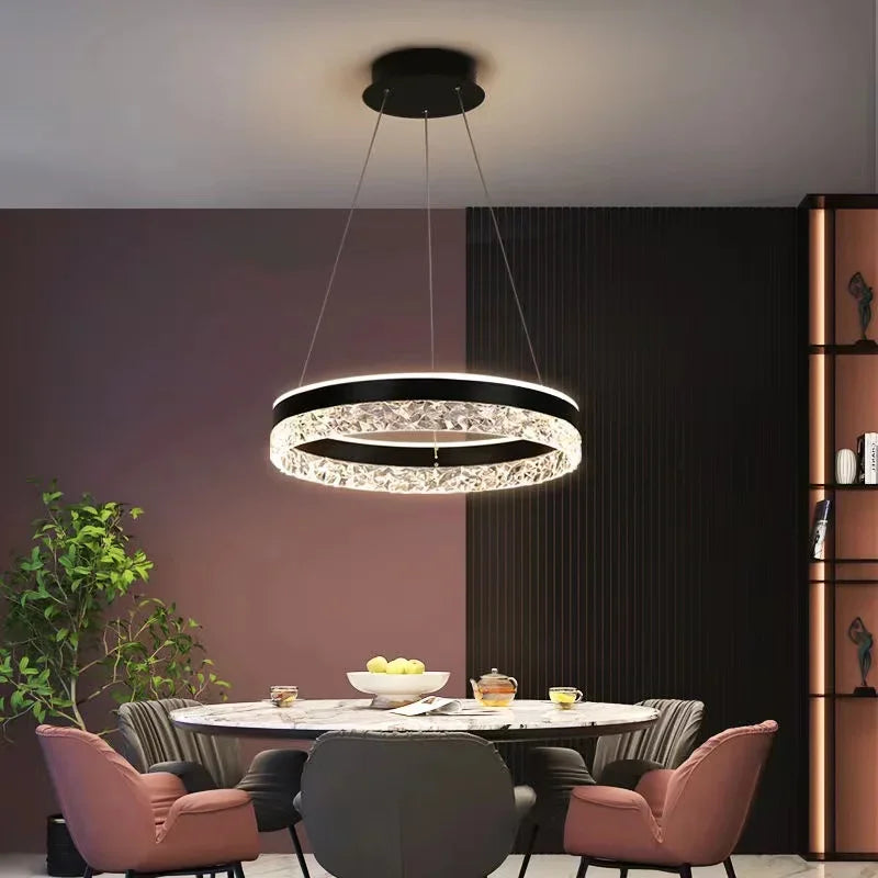 lustre led moderne en cristal pour décoration intérieure