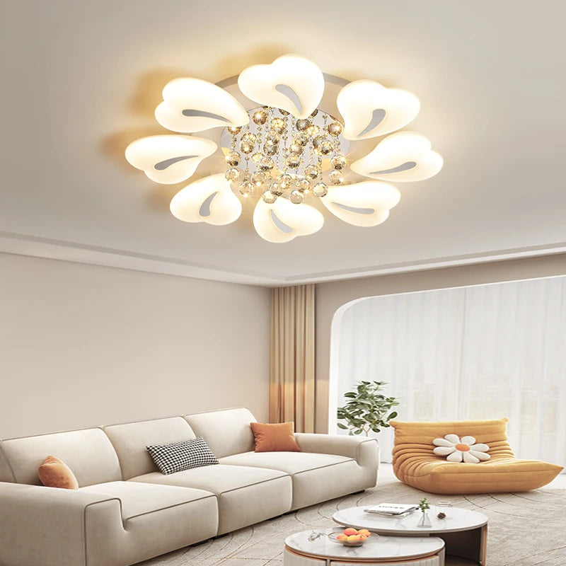 lustre en cristal de luxe avec éclairage led pour intérieur