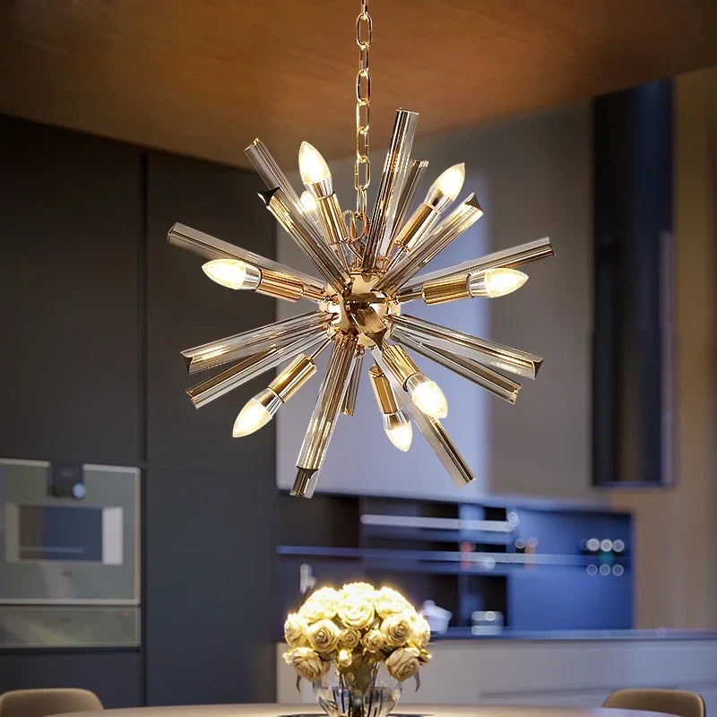 lustre moderne en cristal design pissenlit pour intérieur élégant