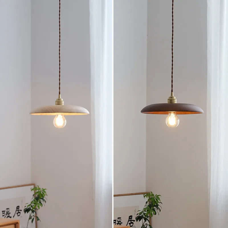 suspension led en bois et laiton style nordique moderne