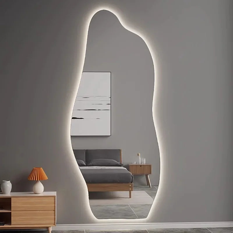 miroir lumineux décoratif style nordique irrégulier pour intérieur élégant