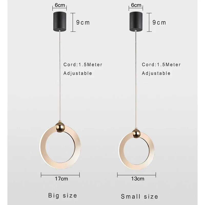 Lamp Modern LED Pendant Light Fixtures, Ring Pendant Lighting For Bedroom Bathroom Living Room, Small Hanging Pendant Light