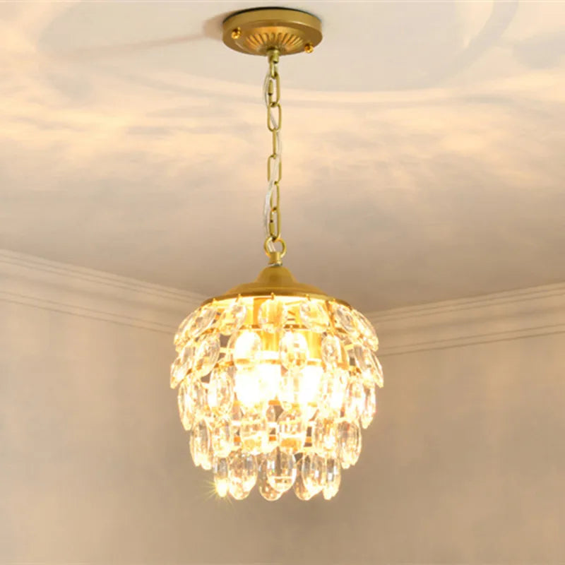 lustre moderne en cristal doré pour intérieur lumineux