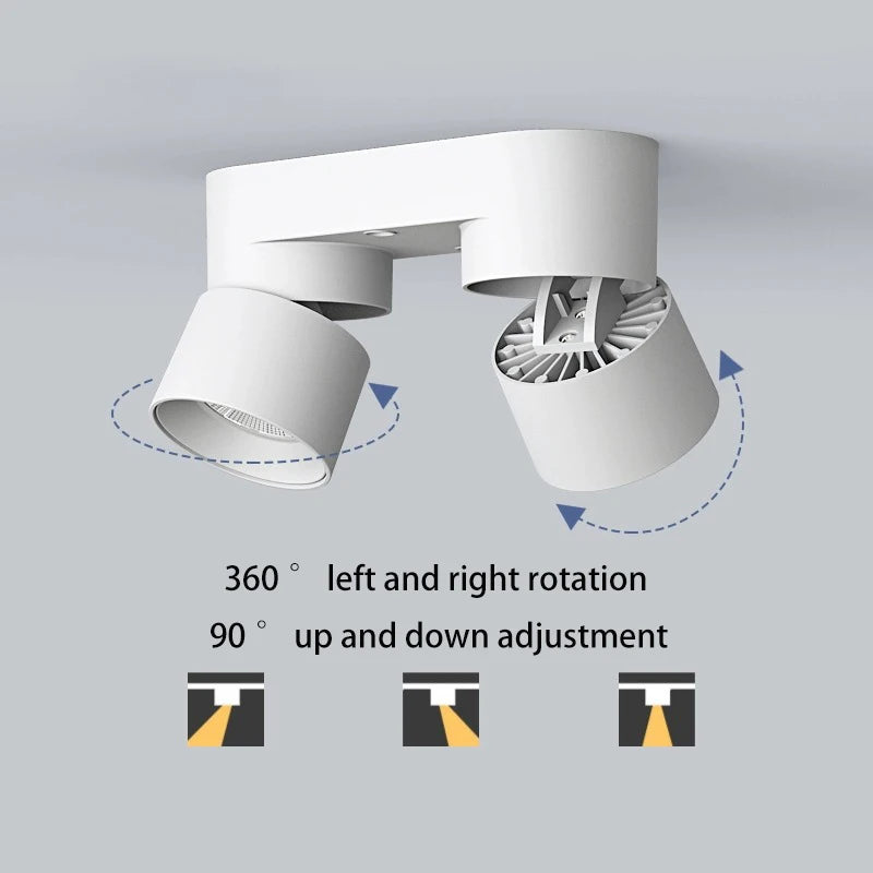 projecteur led pliable rotatif monté surface anti-éblouissement aluminium