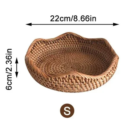 panier de rangement tissé à la main en rotin pour cuisine et pique-nique