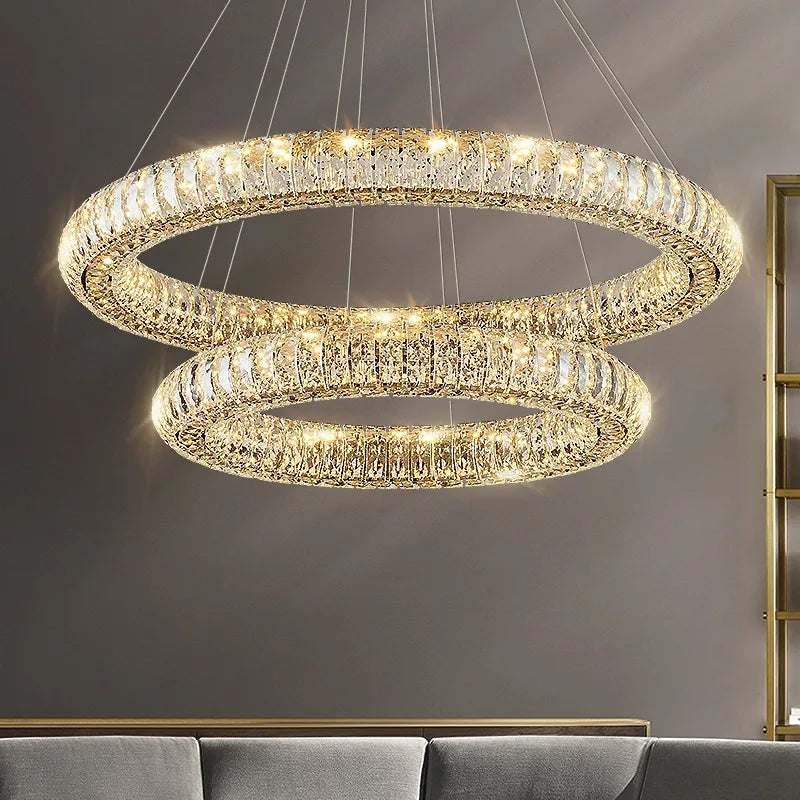 lustre en cristal transparent à led pour décoration intérieure moderne