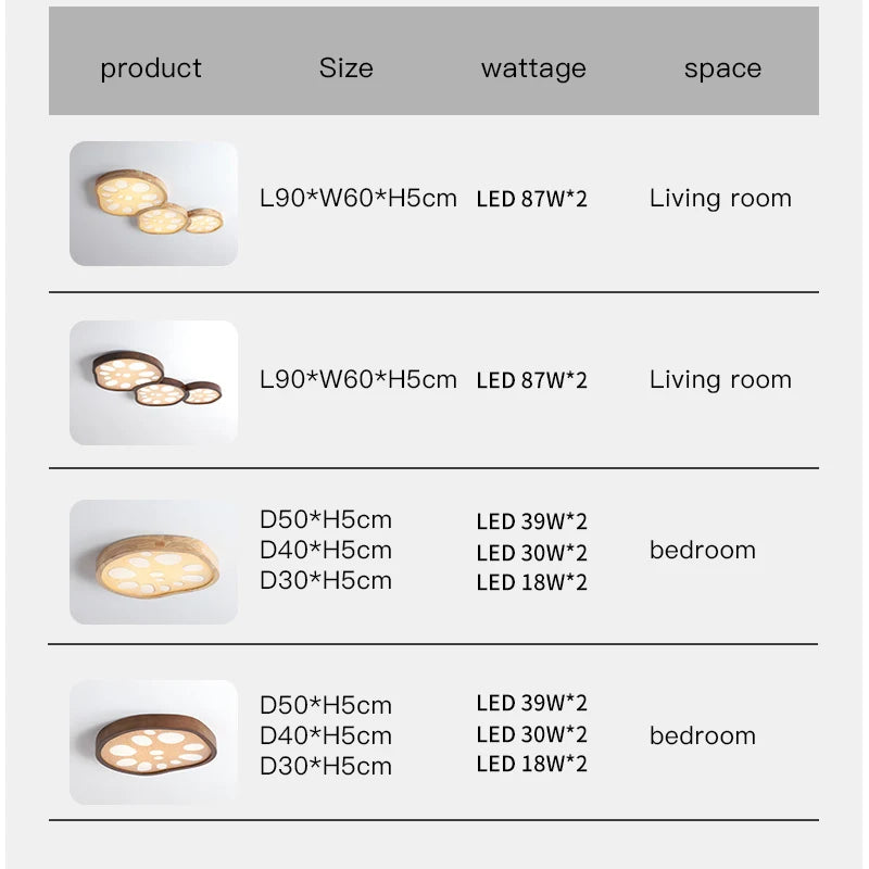 2023 New Lotus Root Ceiling Lamp for Living Room Bedroom Children's Study Kitchen Home LED Light Fixture Modern Wood Chandelier