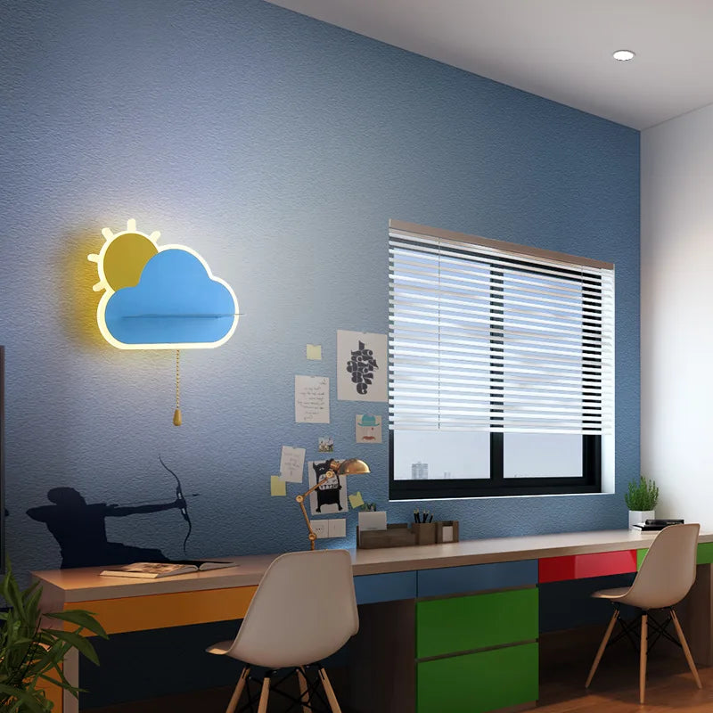 applique murale led décorative pour chambre de bébé nuage et soleil