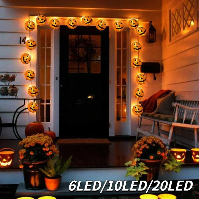 guirlande lumineuse citrouille pour décor halloween en intérieur extérieur