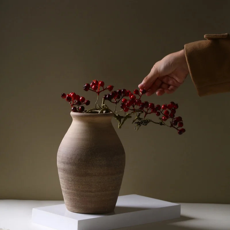 vase rétro en céramique fait main pour décoration fleurs séchées