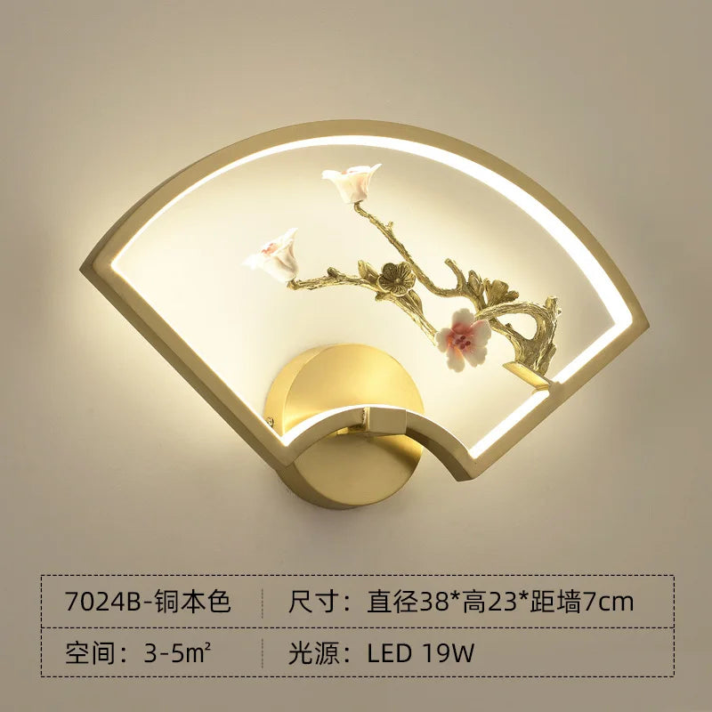 applique murale led traditionnelle chinoise en cuivre pour intérieur décoratif