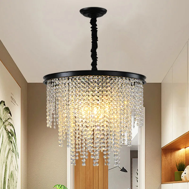 lustre moderne en cristal avec lumière suspendue élégante pour décoration intérieure