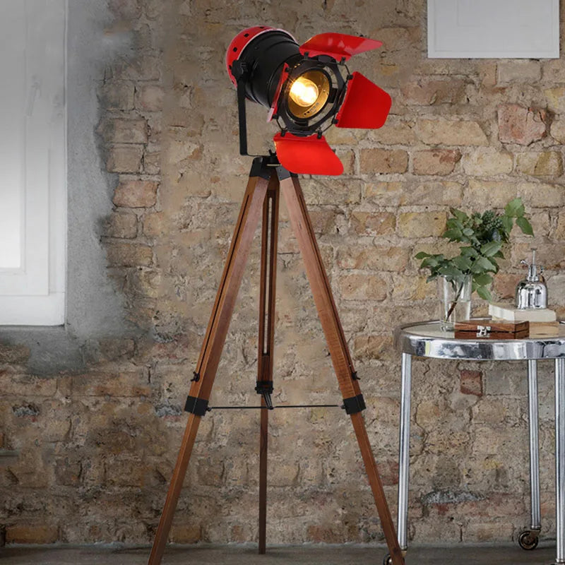 lampadaire vintage led en bois pour studio photographie