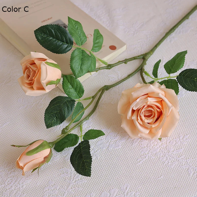 3 têtes de roses artificielles pour décoration de mariage et chambre