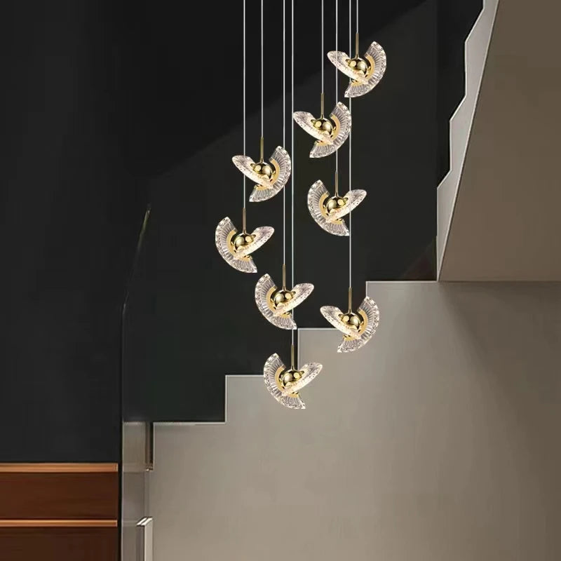 suspension à led pour escalier design créatif et rotatif